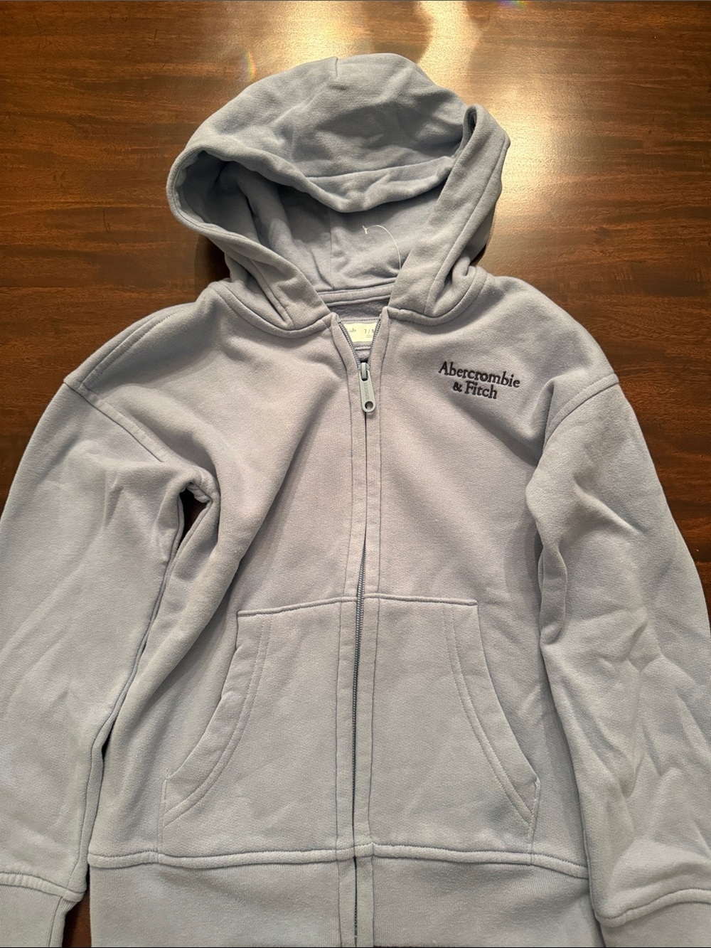 Abercrombie & Fitch Light Gray Kids Fleece Zip Hoodie